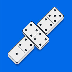 Vector illustration of domino tiles in isometric flat design style. Classic rectangular domino pieces with 3D isometric perspective for board games, tabletop, and gaming projects.