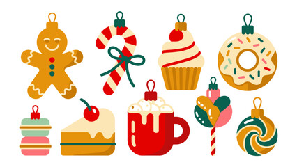Festive Delights: A collection of delightful Christmas ornaments, each exquisitely crafted in the shape of sweet treats, capturing the essence of holiday cheer and culinary joy.