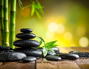 Zen stones and bamboo