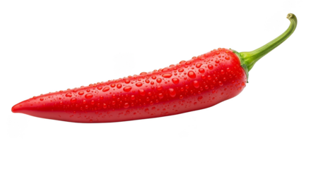 Fiery red chili pepper with glistening beads
