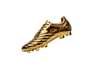 Golden soccer shoe isolated on transparent background