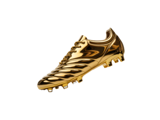 Golden soccer shoe isolated on transparent background