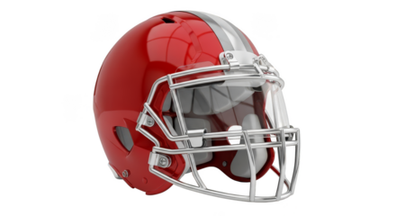 Football helmet glistening against black backdrop
