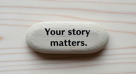 Inspirational message on wooden oval object for personal reflection