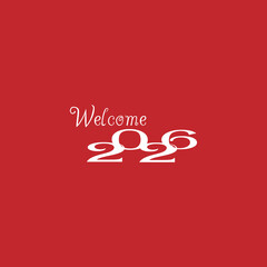 Welcome 2026 on Red Background