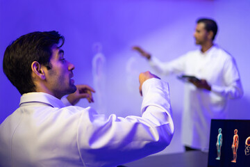 audience hispanic latin man doctor, Medical Training Presentation. Hospital Medical Research. nurse and healthcare professional meeting sitting boardroom, Planning and brainstorming health