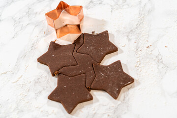 Step-by-Step Chocolate Gingerbread Cookies with Star-Shaped Cutouts