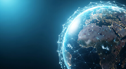 Global network connection around planet earth at night