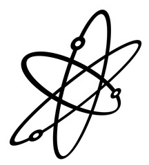 Thick-line atomic icon with smooth orbit paths and electrons. Ideal for educational, scientific, and tech-related projects. © Opik