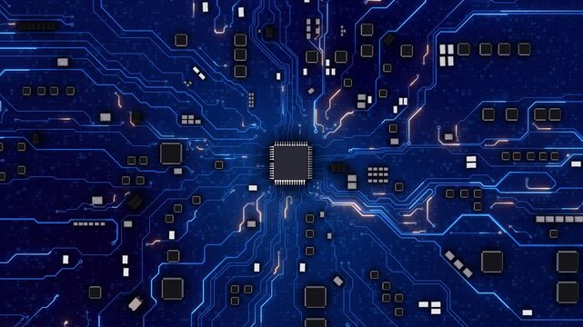 Advanced Futuristic Microprocessor Chip AI artificial intelligence virtual assistant chatbot concept. 3D artificial intelligence prompt engineering, deep learning to generative AI for work support.