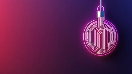 Futuristic holiday spirit! A neon Christmas bulb featuring a stylized circuit design shines with pink and purple vibrancy, blending tradition with modern tech aesthetics.
