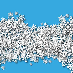 3d snowflakes paper on blue background- winter, christmas, new year communication
