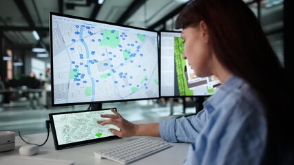 Real Estate Agent Looking At Cadastre Map