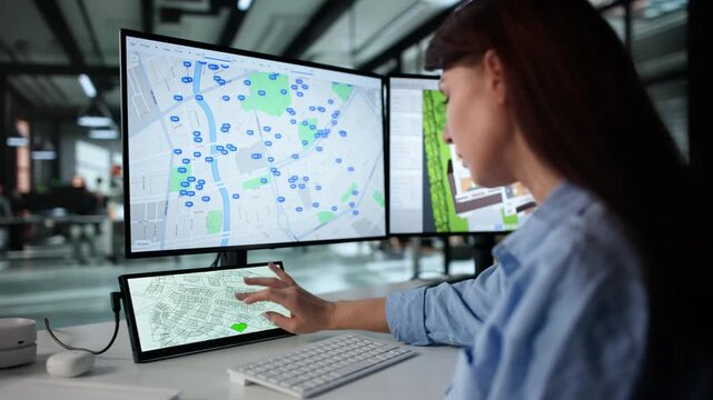 Real Estate Agent Looking At Cadastre Map