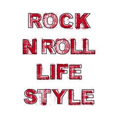 "Rock n Roll Lifestyle" in red grunge texture. Perfect for vintage rock designs, streetwear t-shirts graphics, posters, stickers, and edgy music-inspired artwork.
