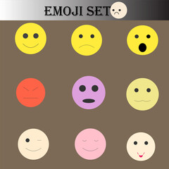 Flat Emoticon Smile and Mood Faces Vector Icons SetFlat Emoticon Smile and Mood Faces Vector Icons Set