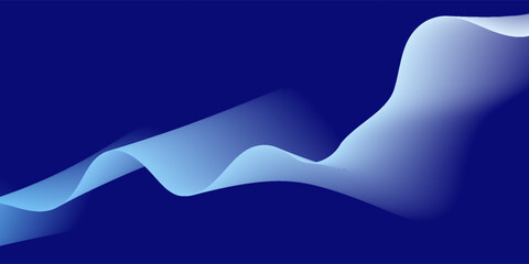 Curve shape flow vector abstract background in dark blue gradient, dynamic and speed concept, futuristic technology or motion art.