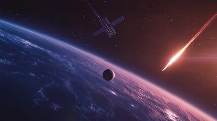 Spacecraft, asteroid, Earth, cosmic, danger