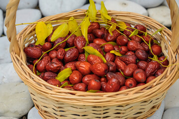 Close-Up of Chinese Dates in Basket