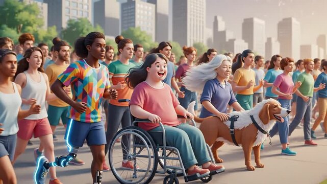 Creative depiction of diverse individuals in an abstract group, symbolizing inclusivity, societal cohesion, equal opportunity, and the celebration of cultural and demographic variety