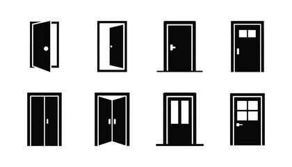 Minimal door icons set for home and interior design