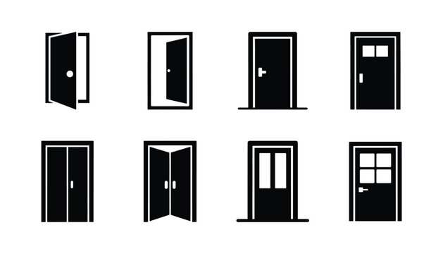 Minimal door icons set for home and interior design
