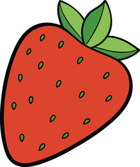 Juicy Strawberry with Seeds Vector.
