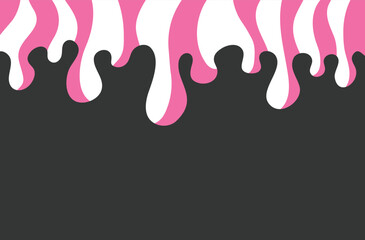 Pink and white sweet melt background. Dropping liquid candy border. Lollipop texture template design.