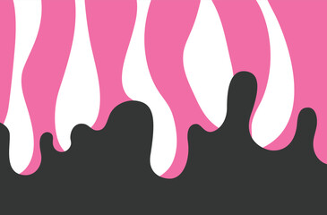 Milk and strawberry lollipop candy melting texture. Creamy yogurt melt border vector design.