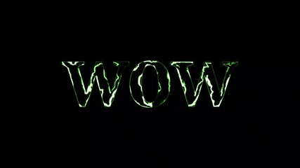 Neon luxury wow text animation. Wow neon sign animation. Glowing neon lines wow text animation on black background. - Powered by Adobe