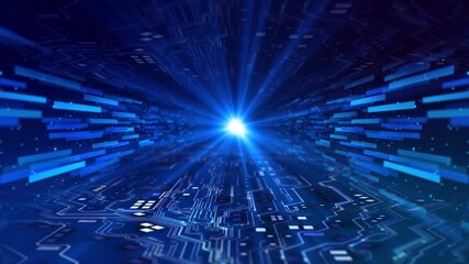 Abstract blue particle cyberspace motion background. Digital cyberspace blue moving lines. Blue lines motion animation background. Futuristic glowing waving floor background. Shining geometric 3D - Powered by Adobe