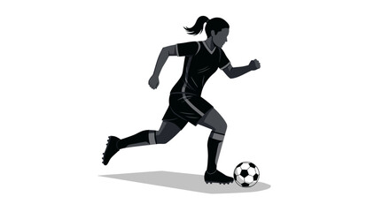 Obraz premium Female soccer player in motion silhouette on minimalist background