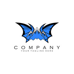 mountain bat logo design vector