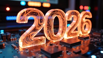 Futuristic technology business 2026 year glowing concept
