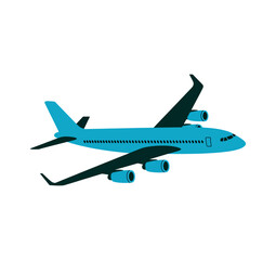 Blue Commercial Passenger Airplane Vector Illustration - Isolated Aircraft for Travel and Aviation Design