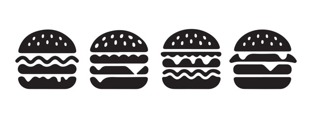Double Layered Burger Silhouette Vector