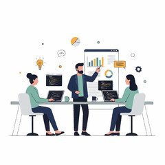 Fototapeta premium Team Collaboration and Presentation in a Modern Office Environment.