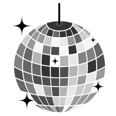 Glittering disco ball icon. Shining Mirror Disco Ball vector for 70s 80s Nightclub Party.