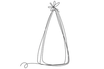 Winter Holiday Decoration Tree Line Art. Christmas or New year Greeting Card Template. Outline Cute Cartoon Christmas Tree Illustration. Happy Holiday Family Party Invitation Design Mascot