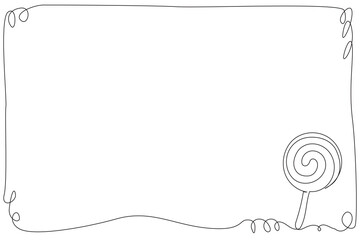 Winter Holiday Decoration Sweet candy Line Art. Christmas or New year Greeting Card Template. Outline Cute Cartoon Christmas Lollipop Illustration. Happy Holiday Family Party Invitation Design Mascot