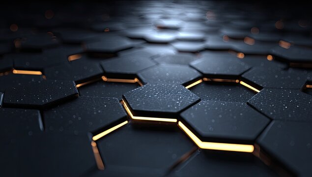 Abstract hexagonal pattern with glowing lines (1)