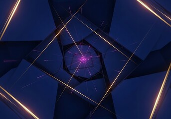 Geometric abstraction with glowing lines and a central radiant core