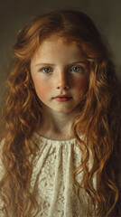 Freckled Redhead Portrait. Generative AI