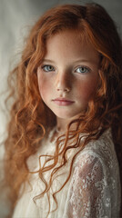 Freckled Redhead Portrait. Generative AI