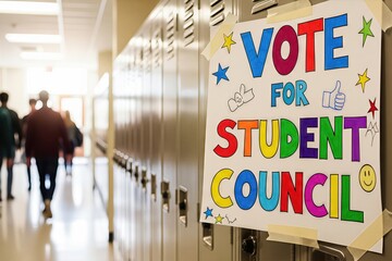 Vote For Student Council Poster In Hallway