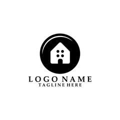 shirt button house logo design vector