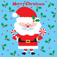 christmas card, gift bag or box design with cute santa
