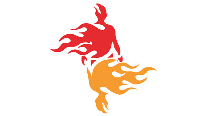 Minimal logo of Human Silhouette Made from Dual Flame Shapes Vector Illustration
