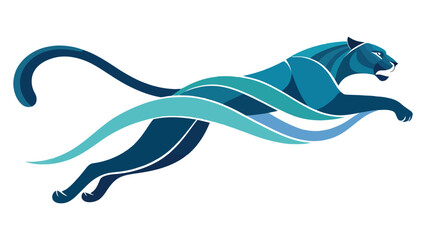 Sleek logo of Panther Silhouette Formed with Dual Tone Flame Shapes Vector Art