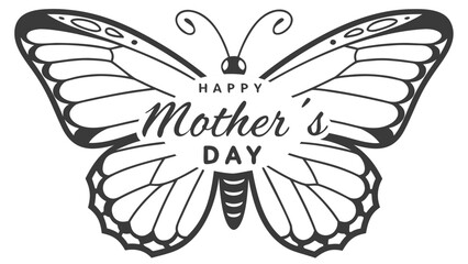 Naklejka premium Butterfly silhouette with “Happy Mother’s Day” 